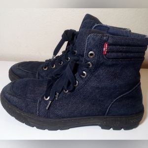Levis Denim Shoes High Tops Blue Sneakers Lace Up Men Boots Size 10